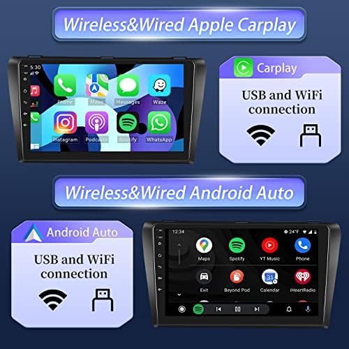 [4+64GB] סטריאו לרכב אנדרואיד 10 עבור Mazda 3 2006-2012 עם Apple Carplay ואנדרואיד אלחוטית Auto, תמיכה ברדיו 9 אינץ